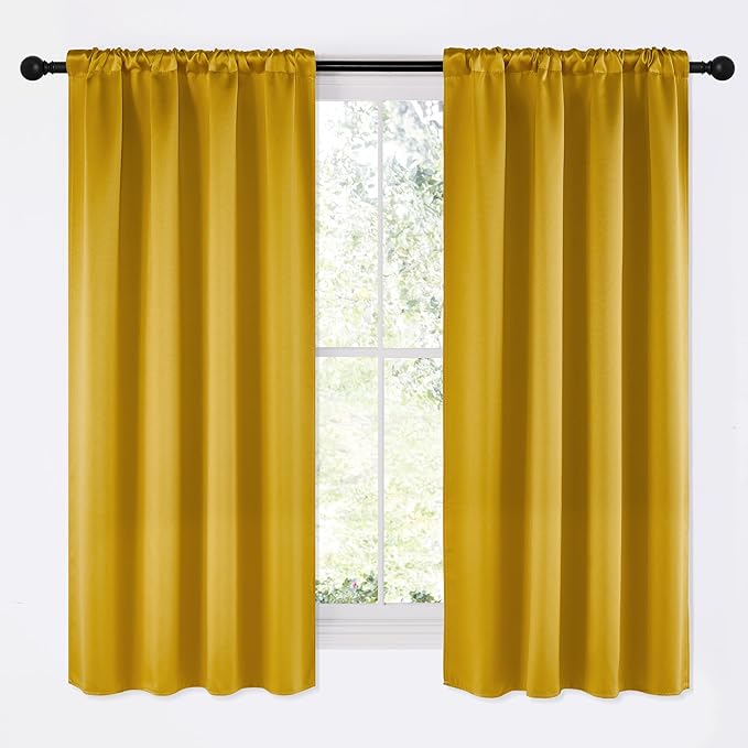 NICETOWN Gold Blackout Cafe Faux Silk Curtains by NICETOWN
