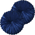 HIG Set of 2 Decorative Round Pleated Throw Pillows, Classy Accent Pumpkin by HIG