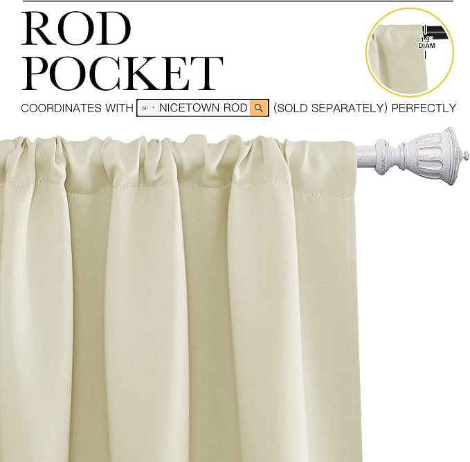 NICETOWN Kitchen Curtains, Short Blackout Curtains & Drapes, Small Window - Image 3