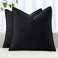 MIULEE Decorative Linen Pillow Covers 20x20 Inch Black ​Boho Farmhouse​ by MIULEE