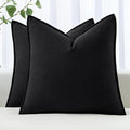 MIULEE Decorative Linen Pillow Covers 18x18 Inch Black ​Boho Farmhouse​ by MIULEE
