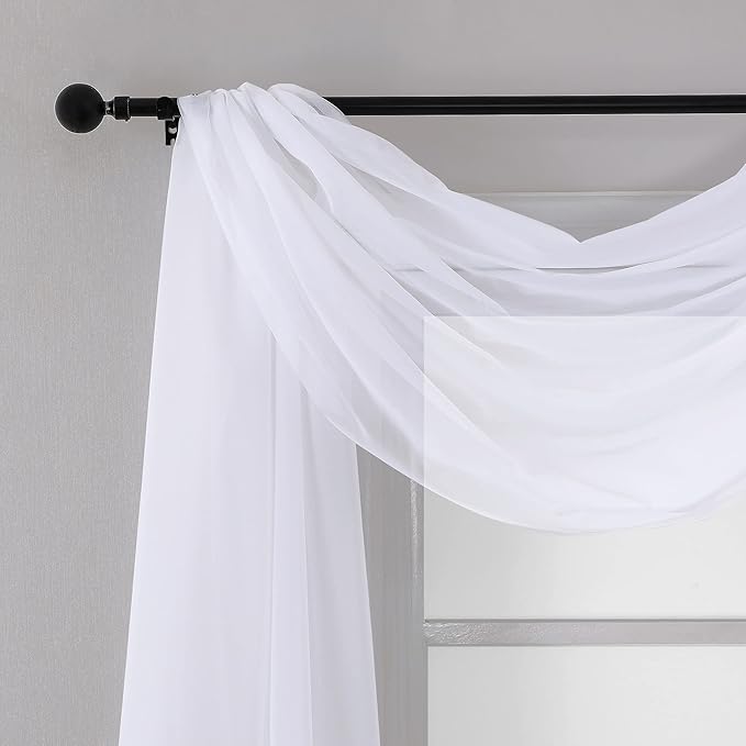 Chyhomenyc White Sheer Scarf Valances - Image 5
