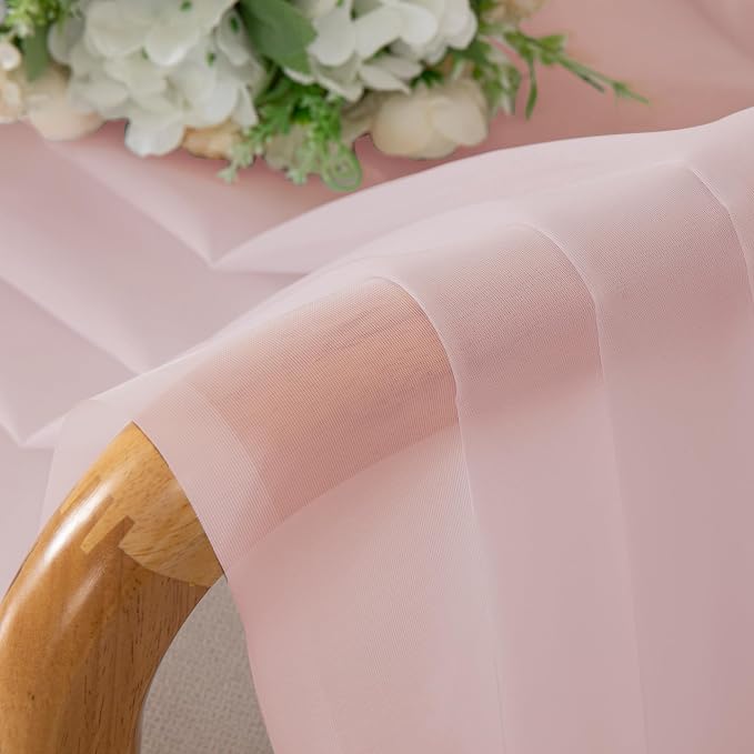 OWENIE Extra Long Sheer Curtains 96 Inches Long, Rod Pocket Airy Solid Blush - Image 5