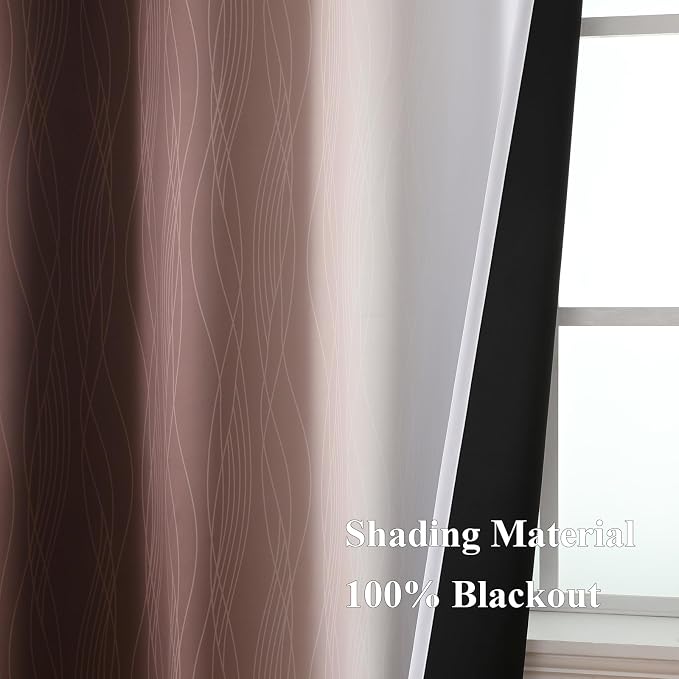 Estelar Textiler Brown and Greyish White Ombre Blackout Curtains 45 Inch Length - Image 5