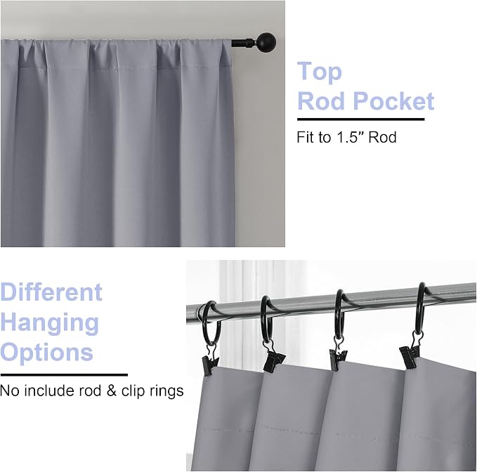 Simplebrand Ava Silver Grey Blackout Curtains - Image 4