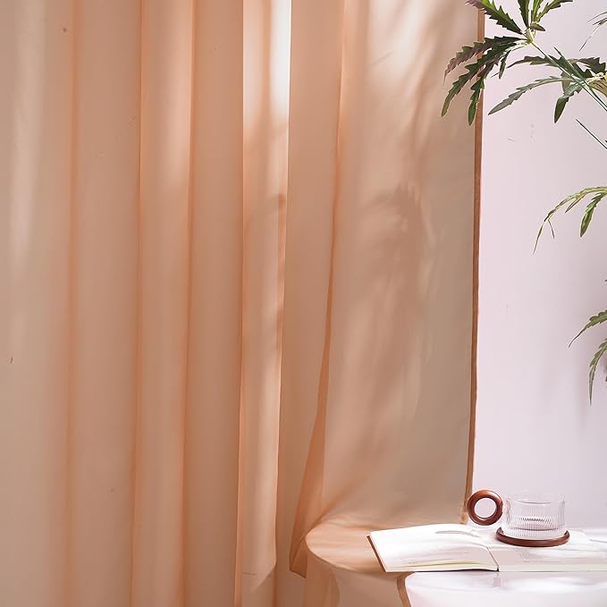 NICETOWN Voile Sheer Terracotta Curtains 96 inches Long 2 Panels Set, Grommet - Image 5