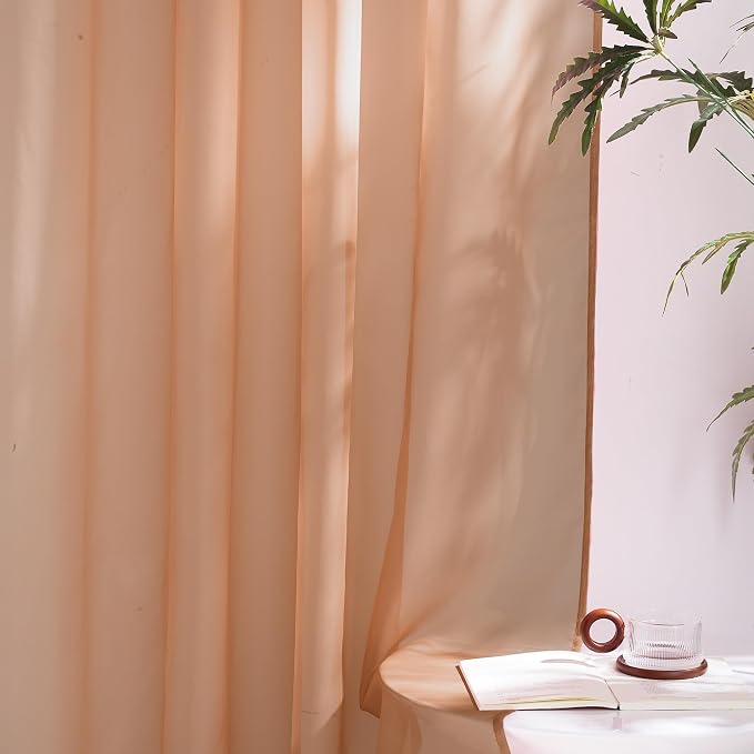 NICETOWN Terracotta Sheer Curtains, Grommet Voile Sheer Window Treatments Airy - Image 5