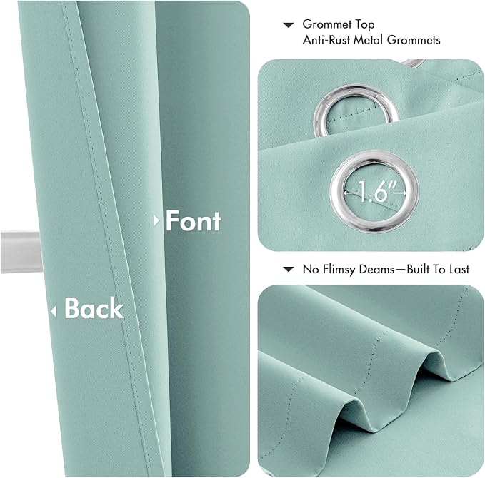 MIULEE Aqua Blackout Curtains for Bedroom Living Room 72 Inches Long 2 Panels - Image 4