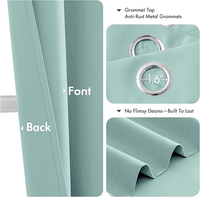 MIULEE Blackout Curtains for Bedroom 2 Panels 40 x 54 Inch Long Aqua | Thermal - Image 4
