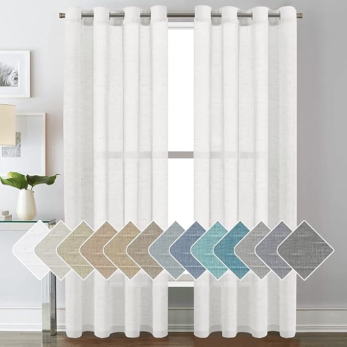 H.VERSAILTEX White Sheer Linen Curtains by HVERSAILTEX