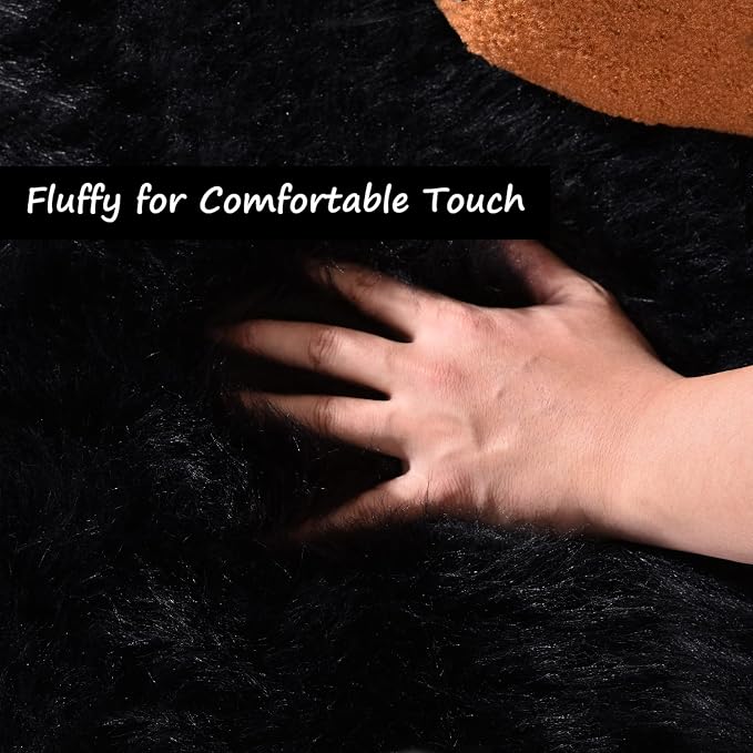 Goolela Black Fluffy Runner Rug 2x6 - Image 5