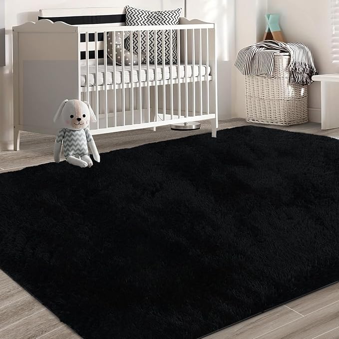 10X14 Large Shag Area Rugs for Living Room Bedroom, Big Soft Black Fluffy Rug - Image 6