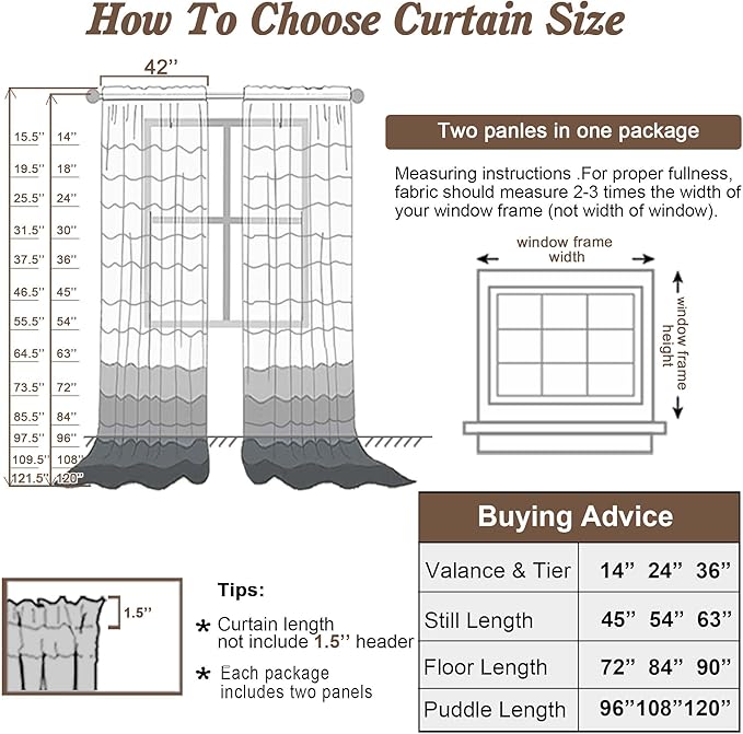 Chyhomenyc Black Sheer Window Curtain Panels 54 Inch 2 Panels, Light Filtering - Image 6