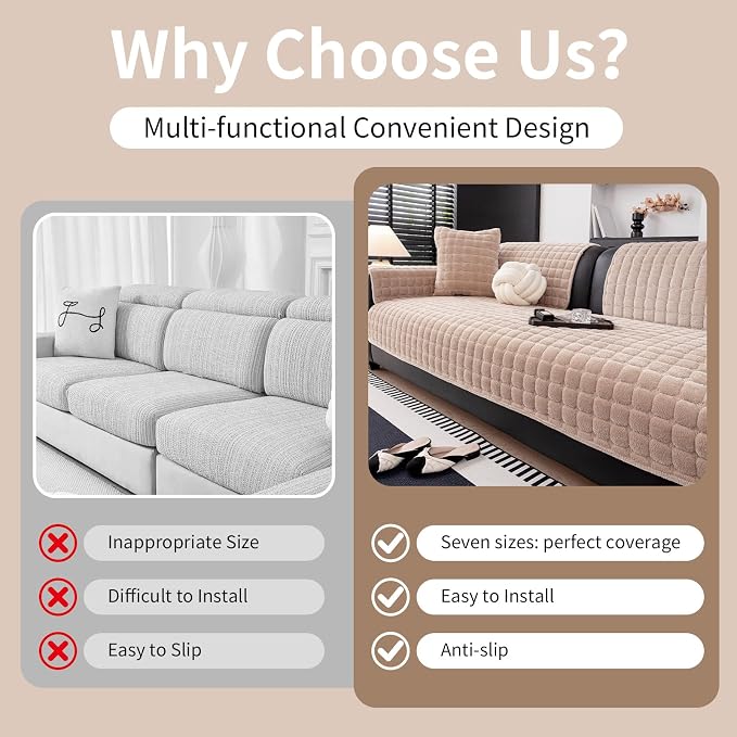 Velvet Couch Cover, Washable Sectional Sofa Cover, Anti Slip Sofa Slipcover - Image 4