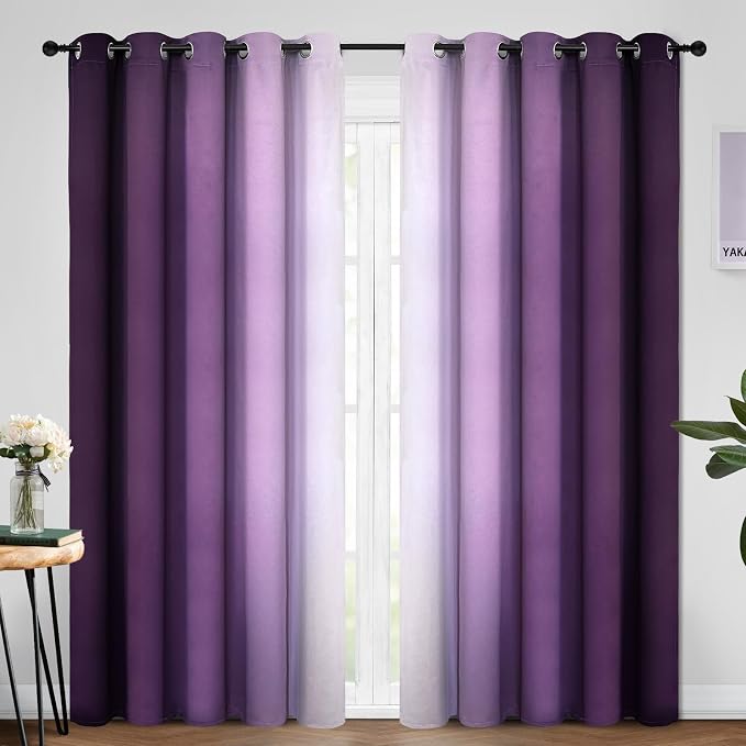 Yakamok Room Darkening Ombre Curtains 84 Inch Length, Light Blocking Grommet by Yakamok