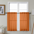 Gwine Burnt Orange Sheer Kitchen Curtains 36 Inch Length, Light Filtering Voile by Gwine