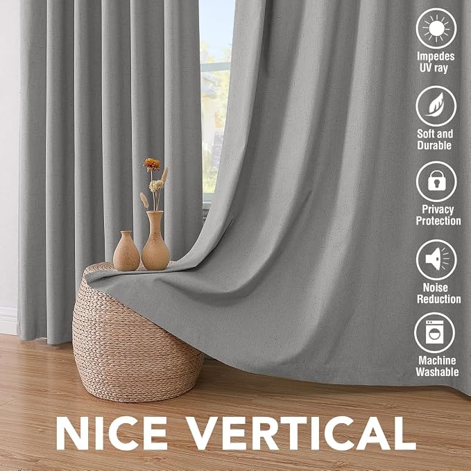 H.VERSAILTEX Linen Blackout Curtains 72 Inches Long 100% Blackout Thermal - Image 7