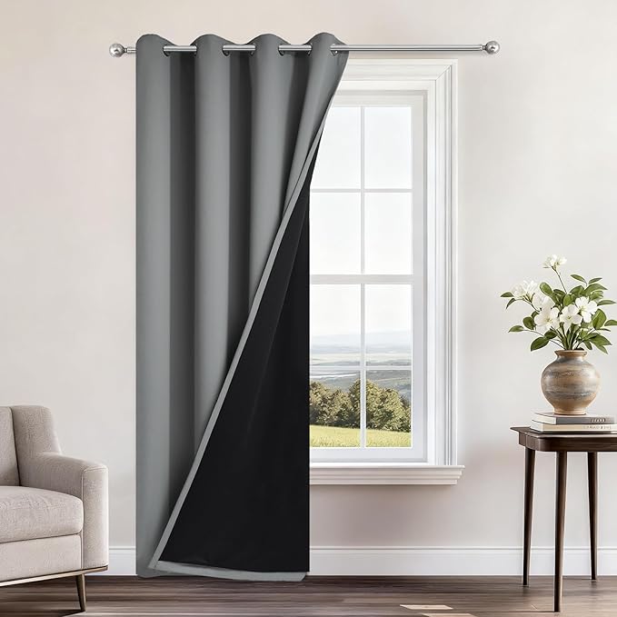 Yakamok 100% Blackout Curtains 84 Inches Long, 2 Thick Layers Heat and Full by Yakamok