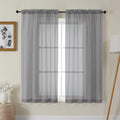 Gwine Charcoal Grey Sheer Curtains 72 Inches Long 2 Panels Set by Gwine