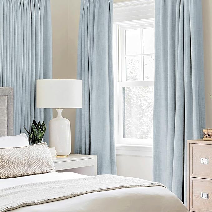 MIULEE Linen Textured Curtains Solid 100% Blackout - Image 2