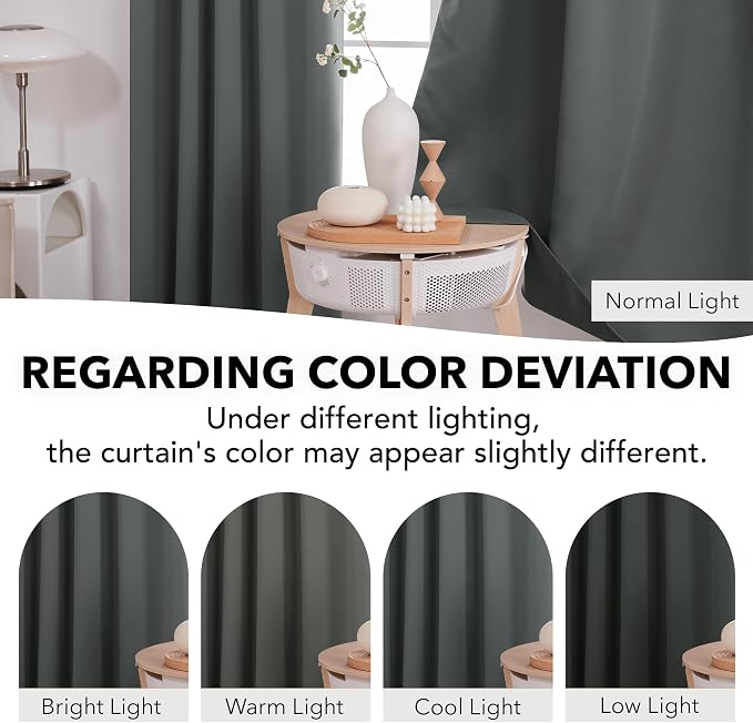 Deconovo Blackout Curtains, Thermal Insulated, W42 x L45 2 Panels, Back Tab - Image 6
