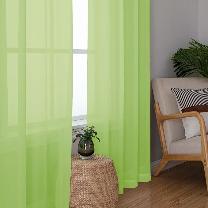 OWENIE Lime Kitchen Sheer Curtains - Image 3