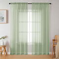 Light Green Sheer Curtains 84 Inches Long 2 Panels Set by WelvetBLK
