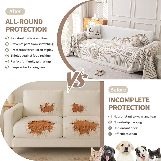 Boho Chenille Couch Cover for Dogs, Non Slip Sofa Cover, Couch Slipcover Covers - Image 4
