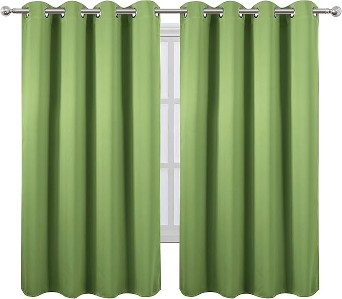 LEMOMO Blackout Curtains 52 x 63 inch/Light Green Curtains Set of 2 - Image 2