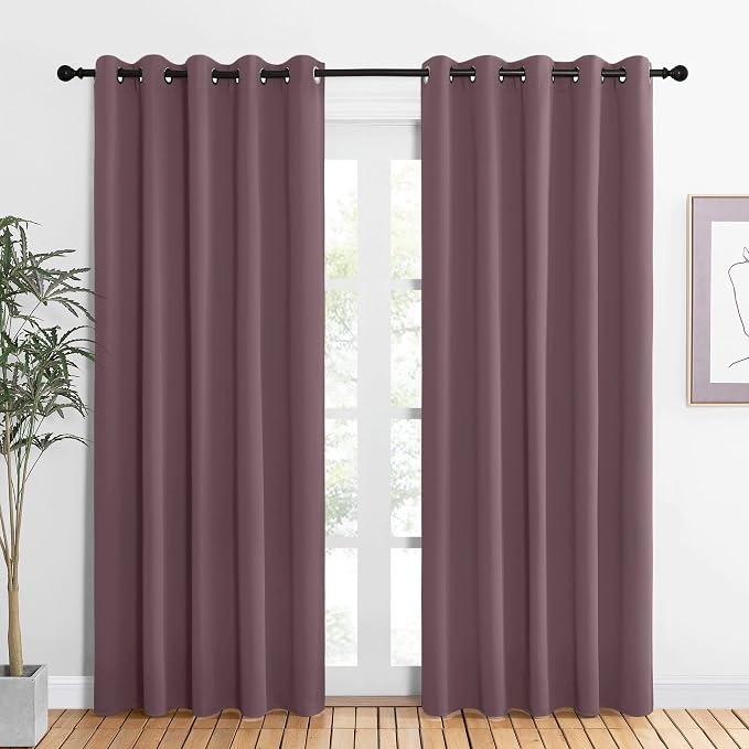 NICETOWN Room Darkening Draperies Window Curtain Panels, Dry Rose, 2 Panels by NICETOWN