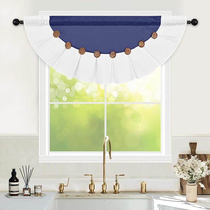 FRAMICS Farmhouse Valance Curtains, Boho Cotton Linen Kitchen Valance, Country - Image 3