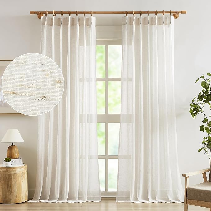 FMFUNCTEX Linen Sheer Pinch Pleated Curtains - Image 9
