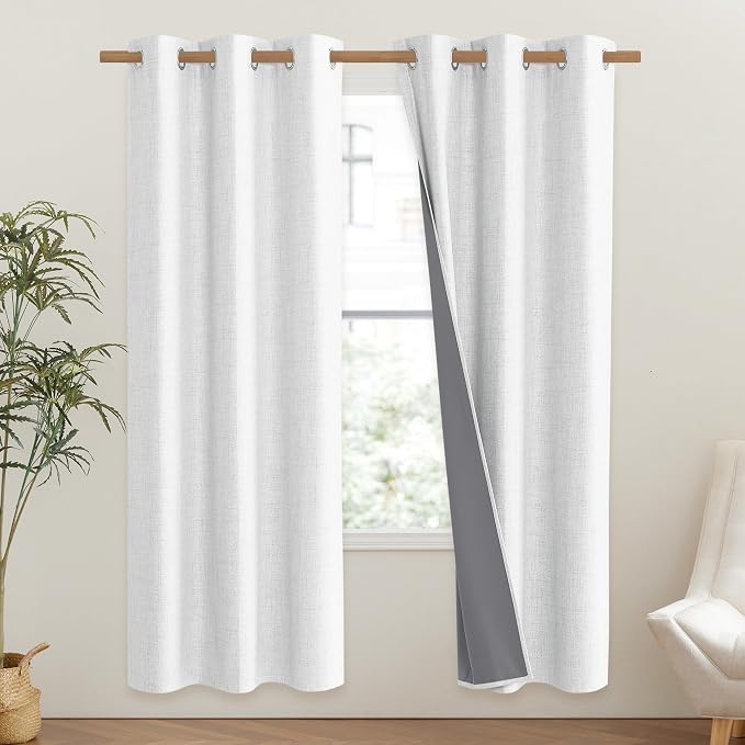 NICETOWN 100% Absolutely Blackout Linen Curtains - Image 2