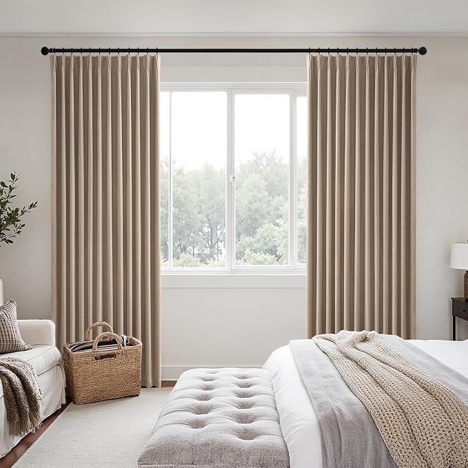 MIULEE Copper Brown Pinch Pleated 100% Blackout Curtains 40x102 Inches | Room - Image 2