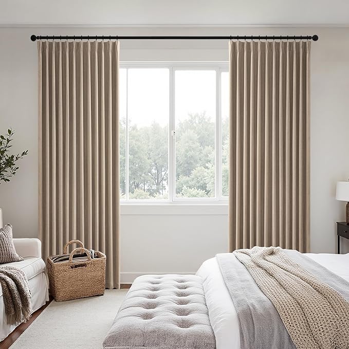 MIULEE Copper Brown Pinch Pleated 100% Blackout Curtains 40x108 Inches | Room - Image 2
