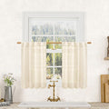 LAMIT Semi Sheer Beige Linen Curtains 36 Inch Length 2 Panels, Light Filtering by LAMIT