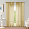 OWENIE Sheer Curtains 84 Inches Long 2 Panels Set, Sheer Gold Curtains by OWENIE