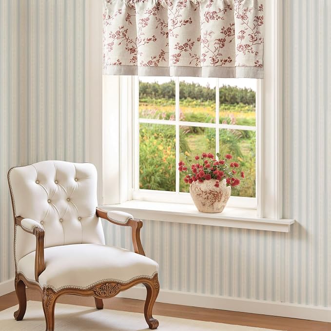 jinchan Linen Valance Curtains for Windows 16 Inch Christmas Decorations Floral - Image 4