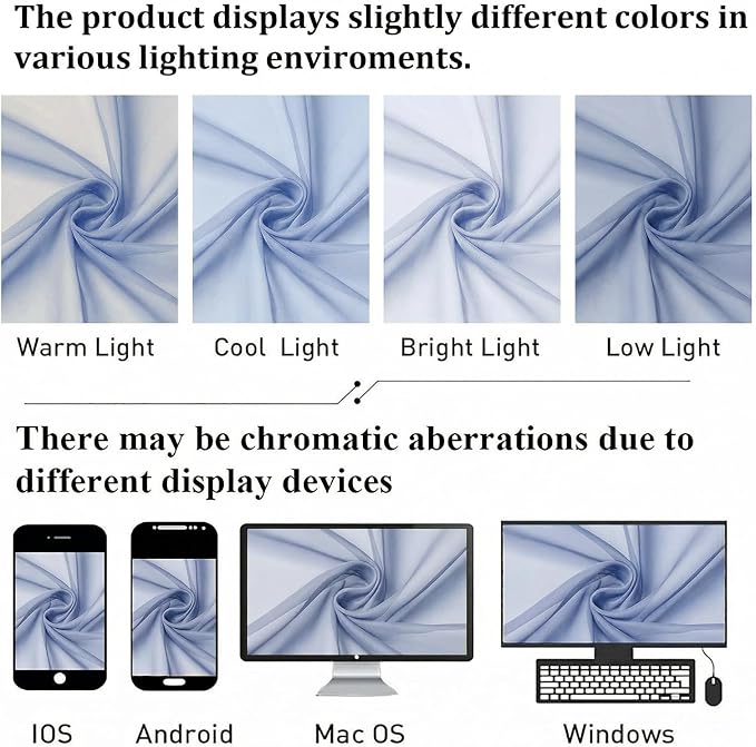 Lecloud Denim Blue Sheer Curtains 90 Inches Long 2 Panels, Voile Rod Pocket - Image 7