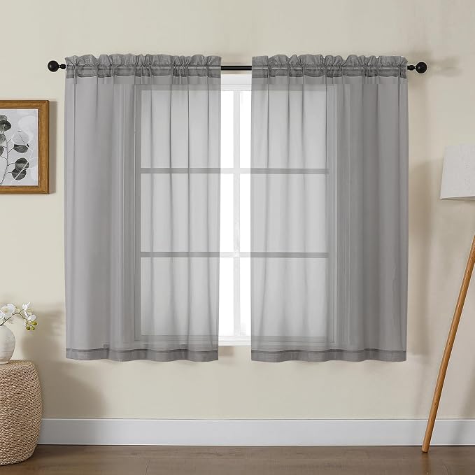 Gwine Charcoal Grey Sheer Curtains by Gwine