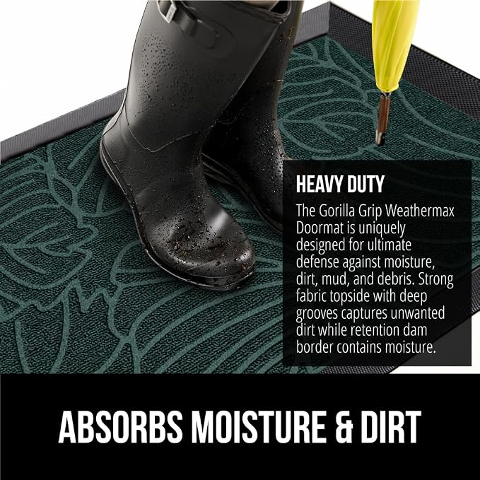 GORILLA GRIP 100% Waterproof All-Season WeatherMAX Doormat 35x23, US Designed - Image 4