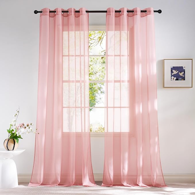 NICETOWN Voile Sheer Baby Pink Curtains by NICETOWN
