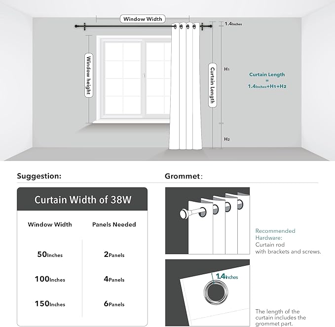 Deconovo Blackout Curtains, Thermal Insulated Noise‑Reducing Drapes, Wave Line - Image 6