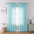 Lecloud Aqua Sheer Curtains for Bedroom 84 Inches Long 2 Panels, Voile Solid by Lecloud