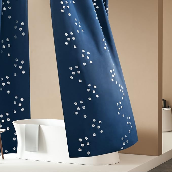 Deconovo Designer Series Silver Print Cubic Print Blackout Curtains - Image 7
