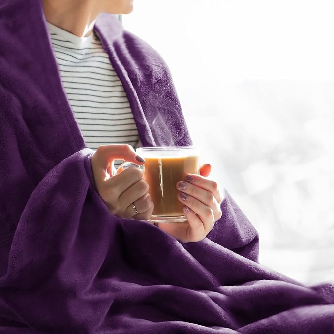 BEDELITE Fleece Blankets Queen Size Purple Throw Blankets - Image 3