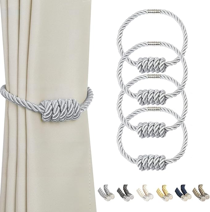 BEL AVENIR Magnetic Curtain Tiebacks, Decorative Drapery Holdbacks Modern Woven by BELAVENIR