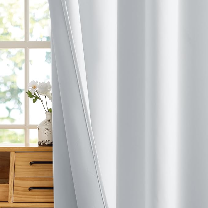 RYB HOME White 100% Blackout Curtains, Thermal Insulated Heat & UV Blocking - Image 5