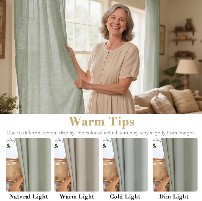 H.VERSAILTEX Living Room Linen Curtains Nickel Grommet Curtains Energy Saving - Image 3