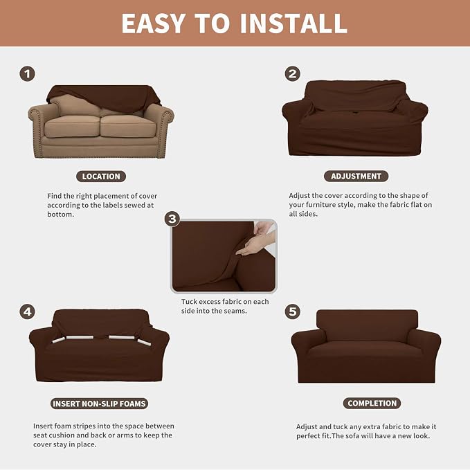 Easy-Going 100% Waterproof Loveseat Couch Cover, Dual Waterproof Sofa Cover - Image 5